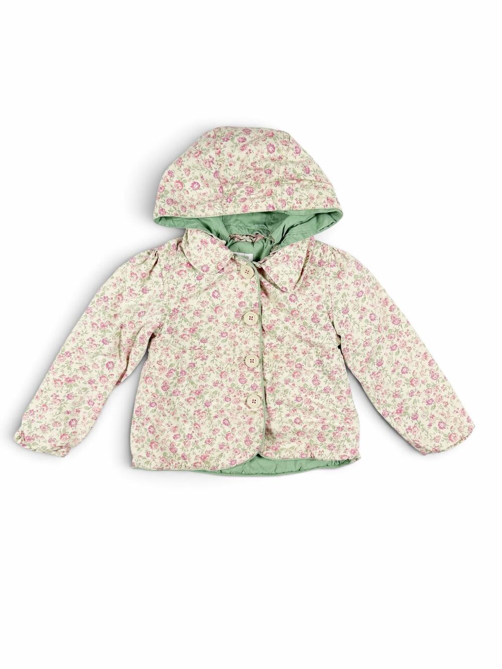 Genuine Kids from OshKosh Floral Hooded Jacket Pink Green 5